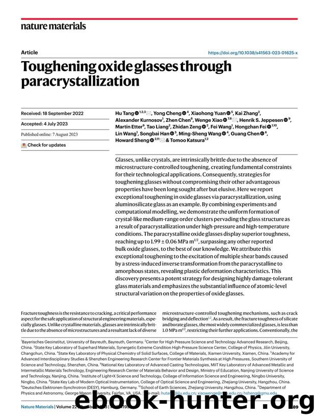Toughening oxide glasses through paracrystallization by unknow