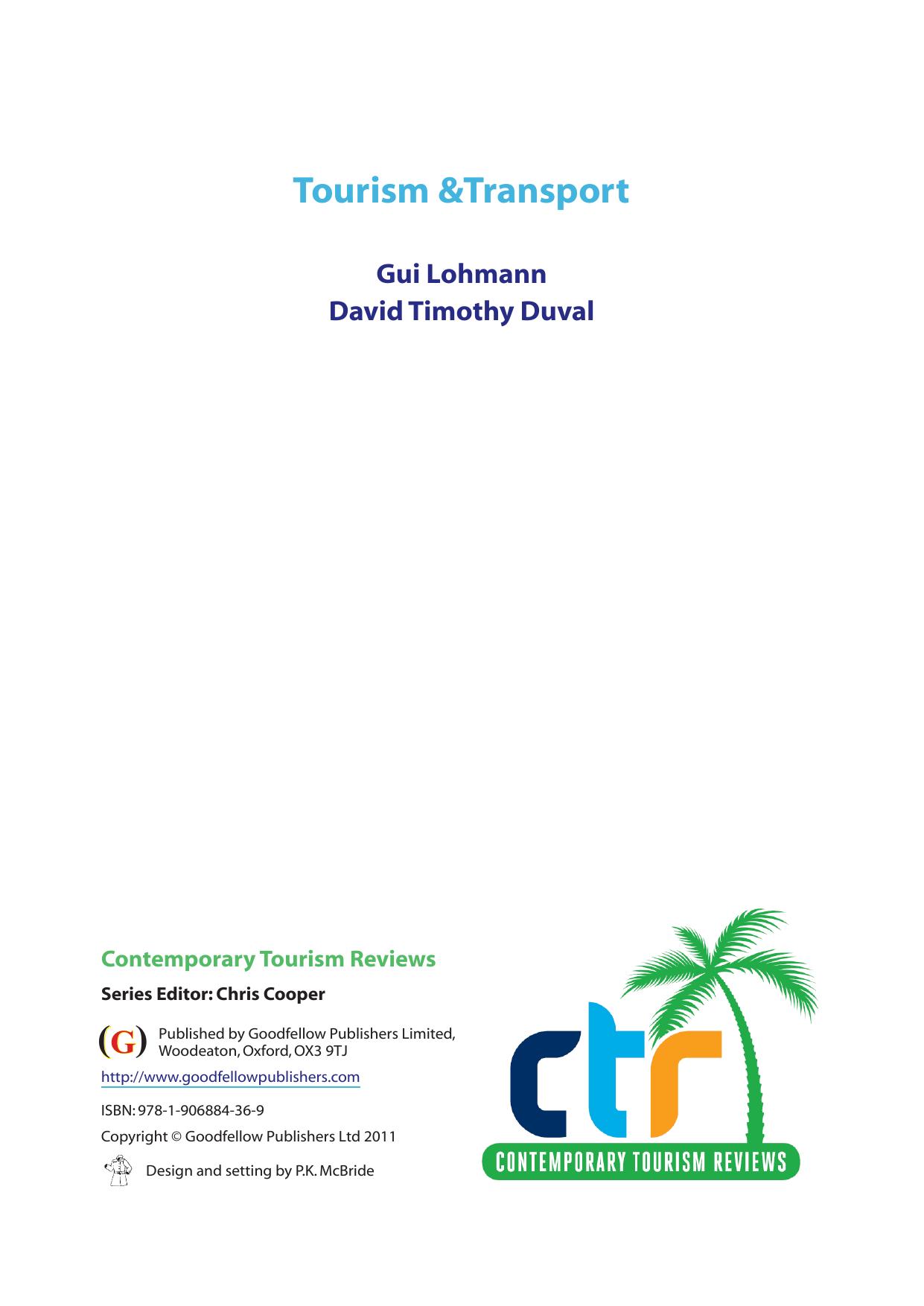 Tourism and Transport by David Duval Gui Lohmann Chris Cooper