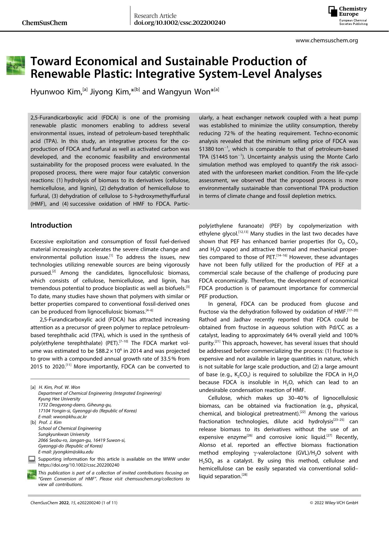 Toward Economical and Sustainable Production of Renewable Plastic: Integrative SystemâLevel Analyses by Unknown