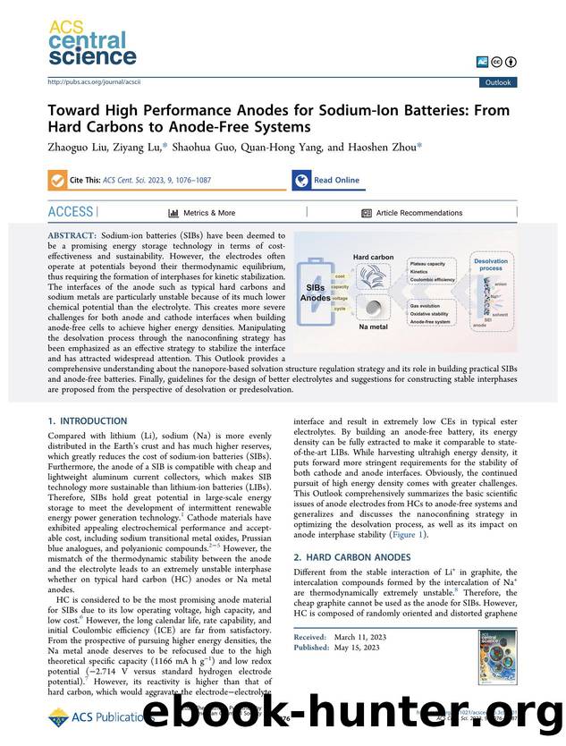 Toward High Performance Anodes for Sodium-Ion Batteries: From Hard Carbons to Anode-Free Systems by unknow