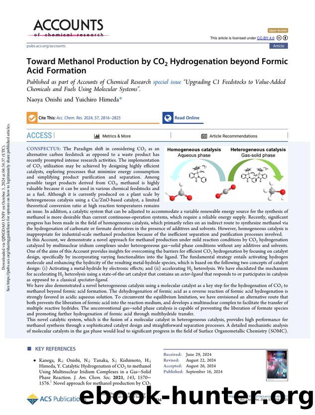 Toward Methanol Production by CO2 Hydrogenation beyond Formic Acid Formation by Naoya Onishi & Yuichiro Himeda