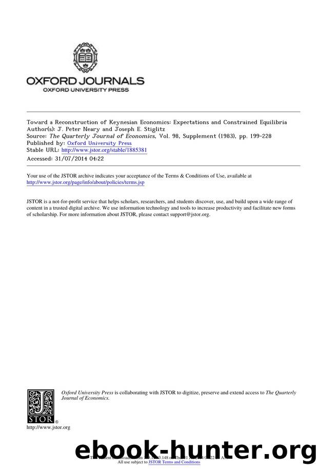Toward a Reconstruction of Keynesian Economics: Expectations and Constrained Equilibria by Toward a Reconstruction of Keynesian Economics Expectations & Constrained Equilibria