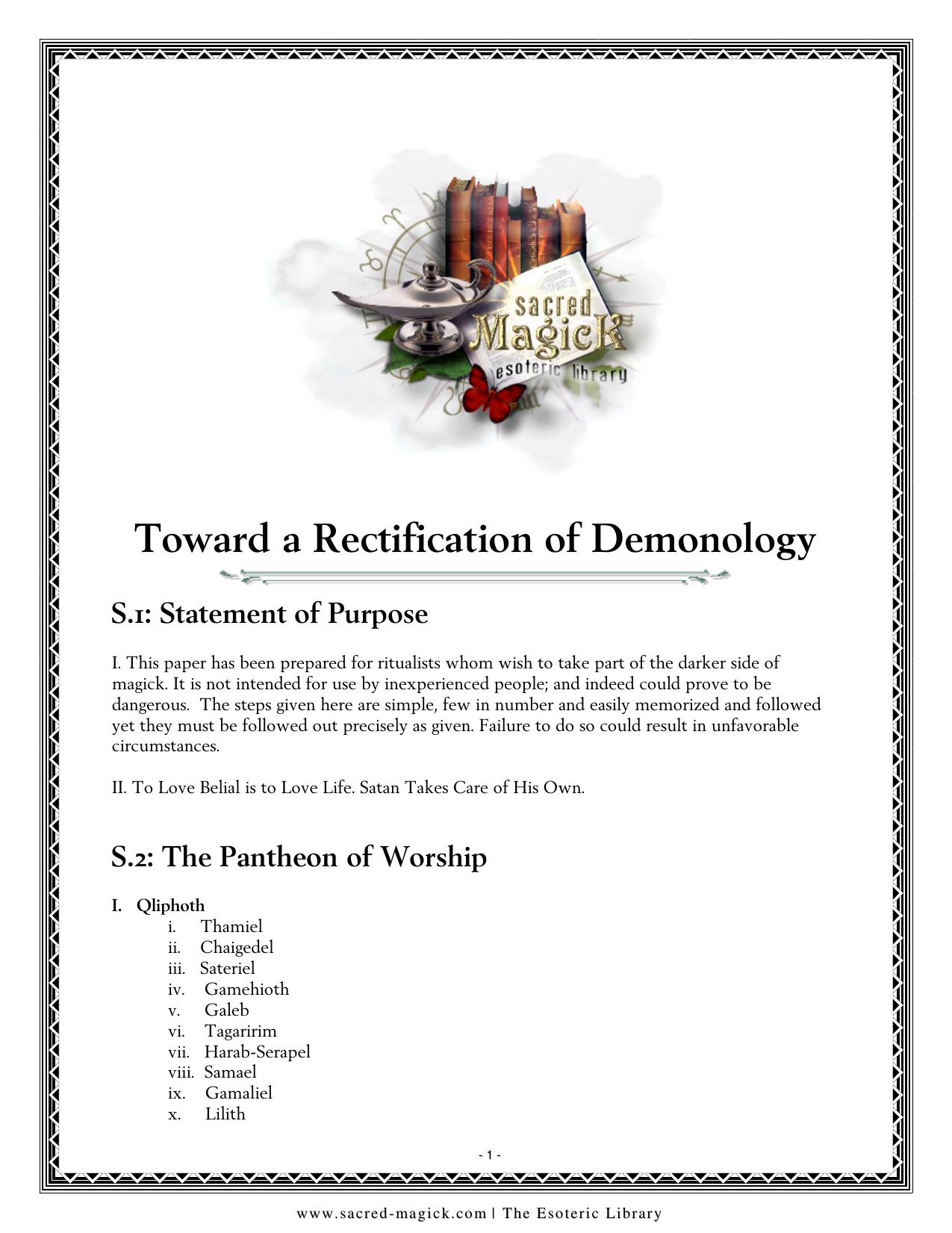 Toward a Rectification of Demonology by Nikolaos Stergiannis Ph.D. (Mechanical Engineering)