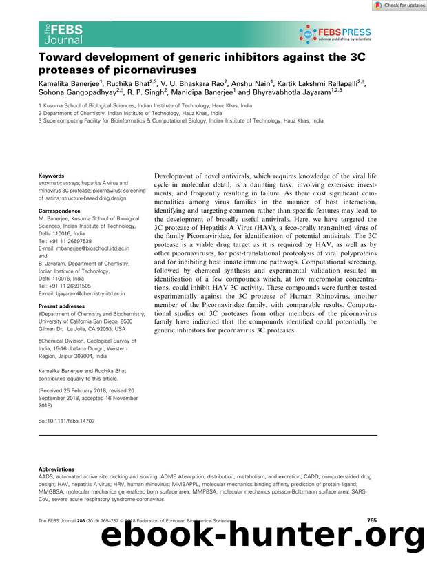 Toward development of generic inhibitors against the 3C proteases of picornaviruses by Unknown