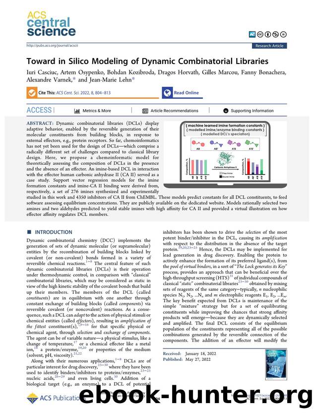 Toward in Silico Modeling of Dynamic Combinatorial Libraries by unknow
