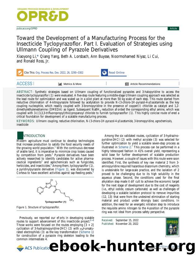 Toward the Development of a Manufacturing Process for the Insecticide Tyclopyrazoflor. Part I. Evaluation of Strategies using Ullmann Coupling of Pyrazole Derivatives by unknow