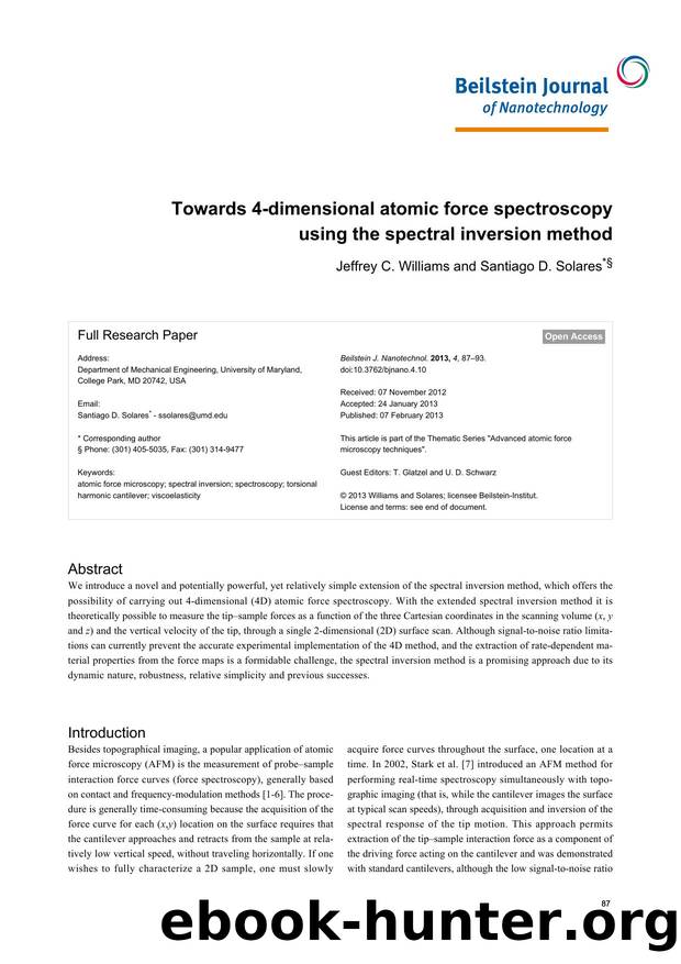 Towards 4-dimensional atomic force spectroscopy using the spectral inversion method by Jeffrey C. Williams Santiago D. Solares