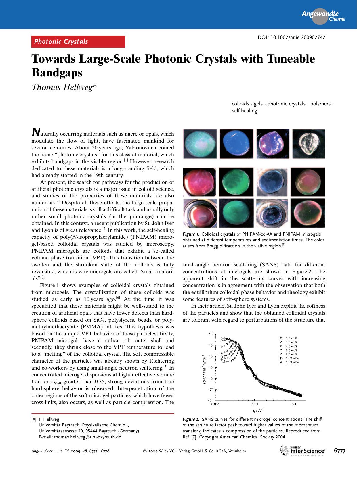 Towards Large-Scale Photonic Crystals with Tuneable Bandgaps by Unknown