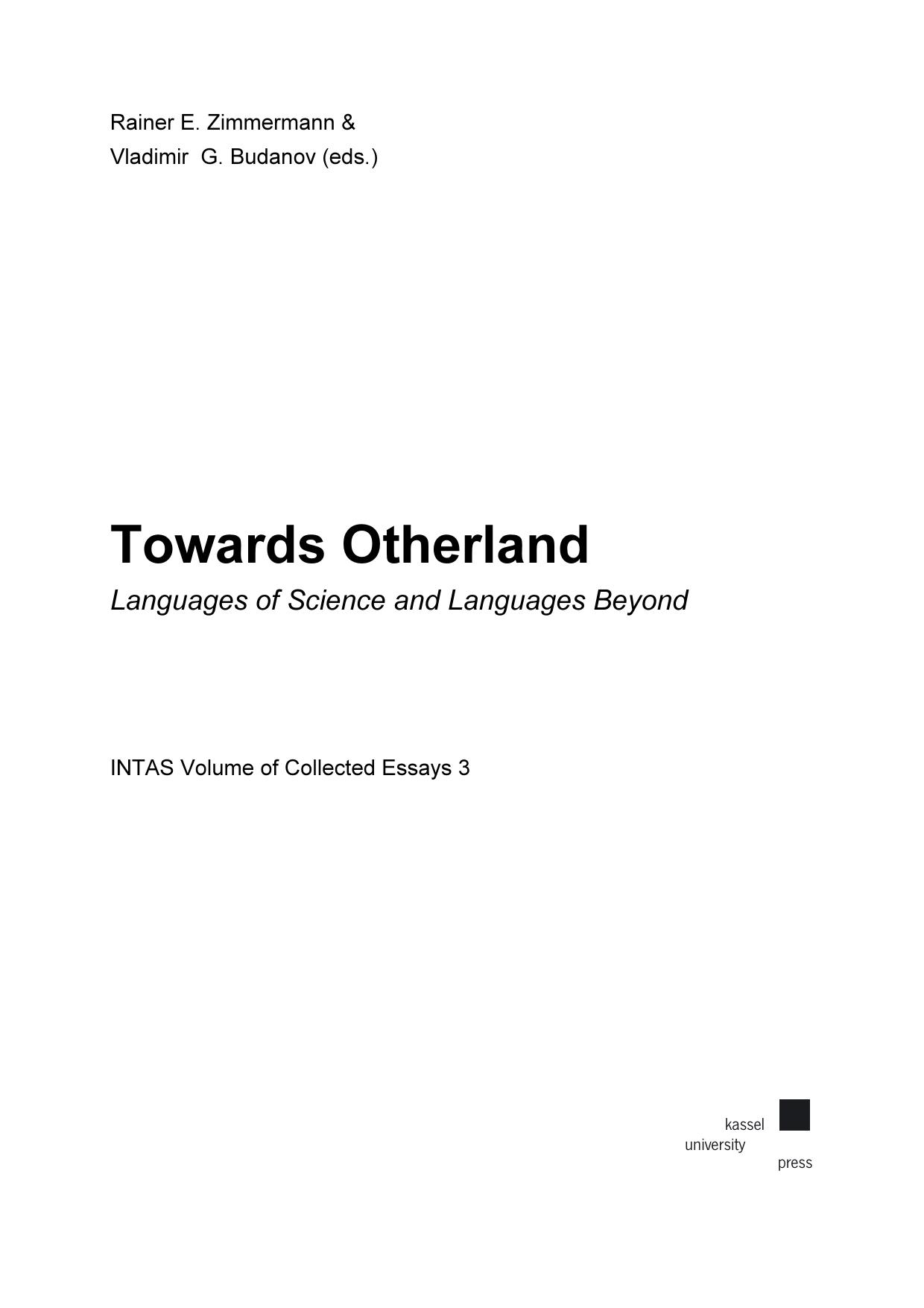 Towards Otherland: Languages of Science and Languages Beyond by Rainer E Zimmermann Vladimir G Budanov