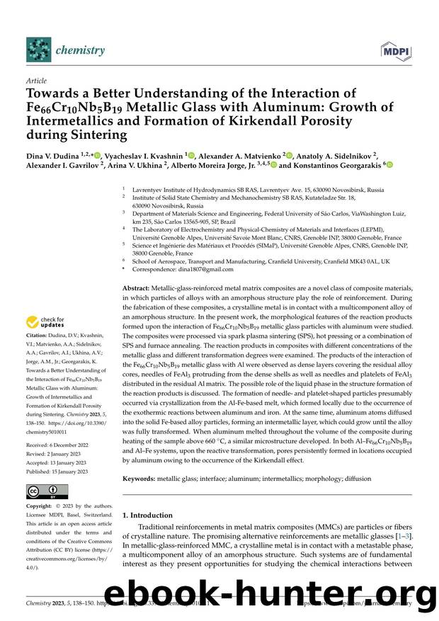 Towards a Better Understanding of the Interaction of Fe66Cr10Nb5B19 Metallic Glass with Aluminum: Growth of Intermetallics and Formation of Kirkendall Porosity during Sintering by unknow