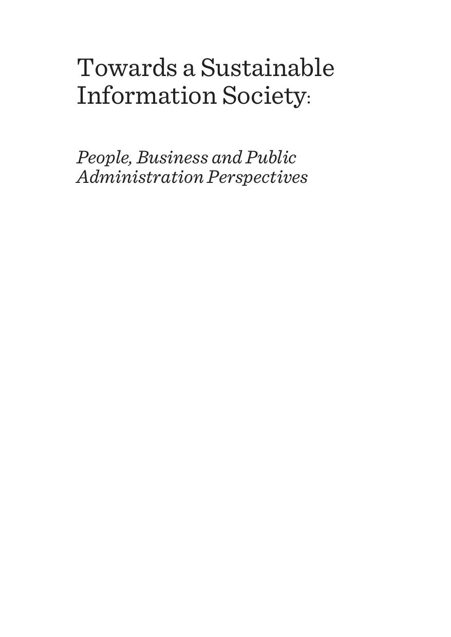 Towards a Sustainable Information Society : People, Business and Public Administration Perspectives by Ewa Ziemba