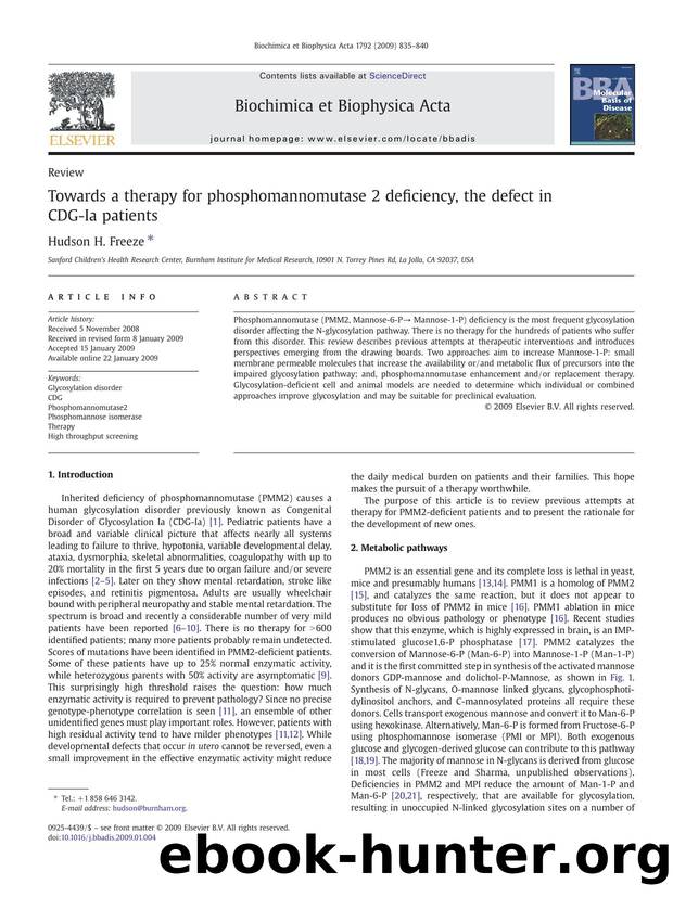 Towards a therapy for phosphomannomutase 2 deficiency, the defect in CDG-Ia patients by Hudson H. Freeze