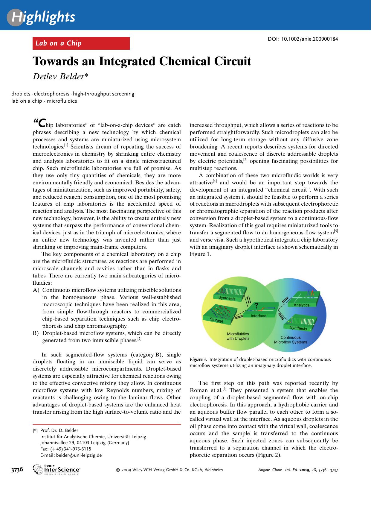 Towards an Integrated Chemical Circuit by Unknown