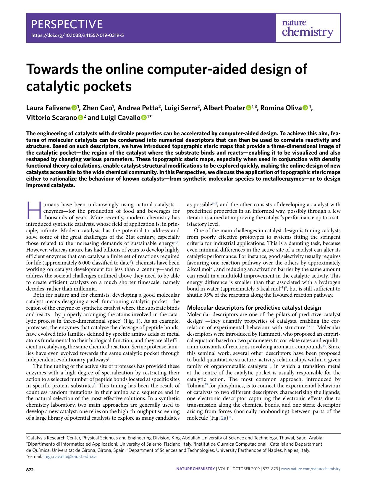 Towards the online computer-aided design of catalytic pockets by unknow