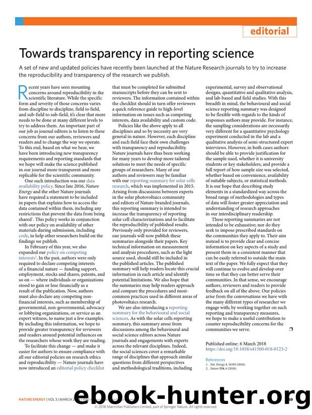 Towards transparency in reporting science by Unknown