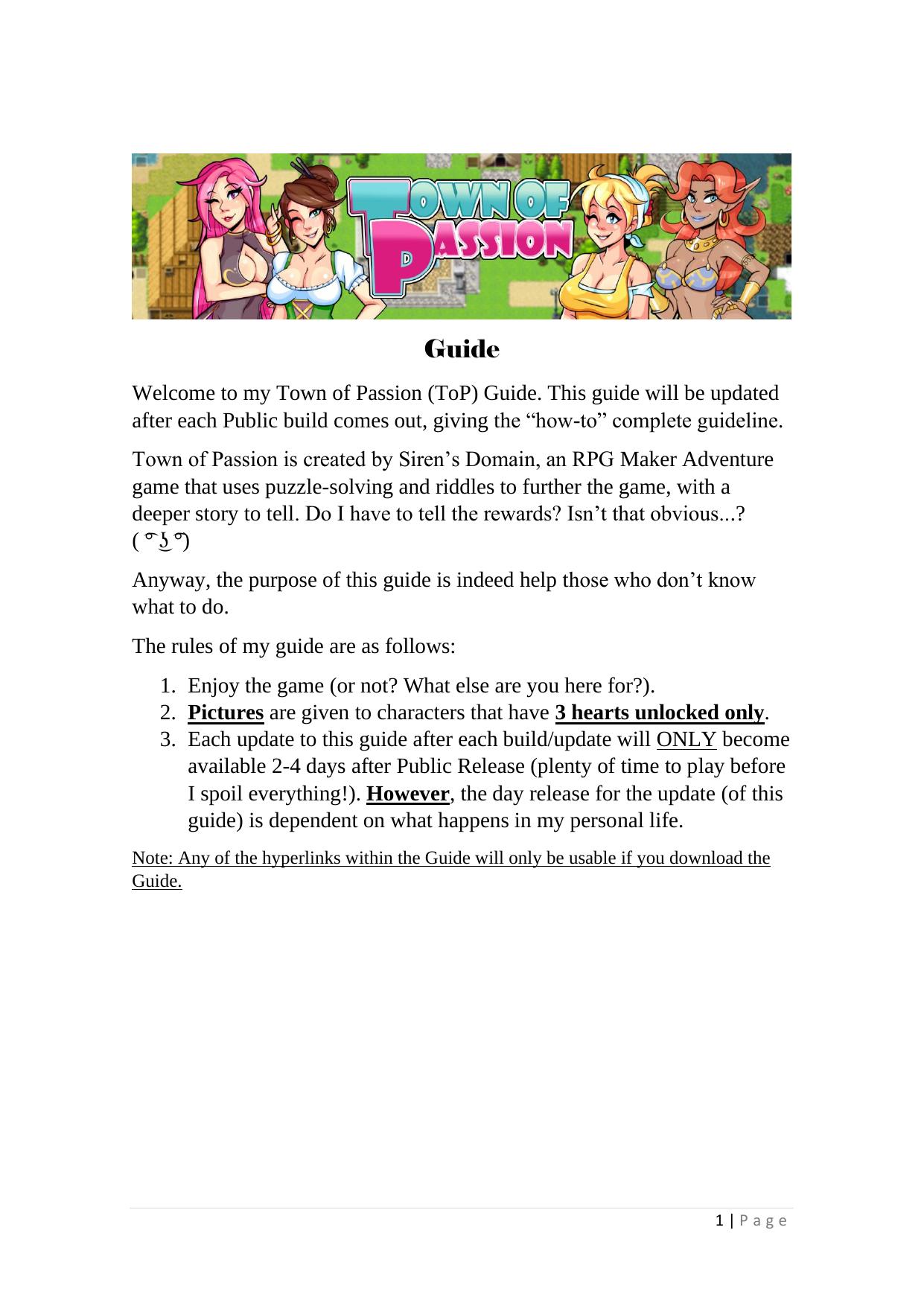 Town of Passion Guide (1.8.2) by Alan Wood