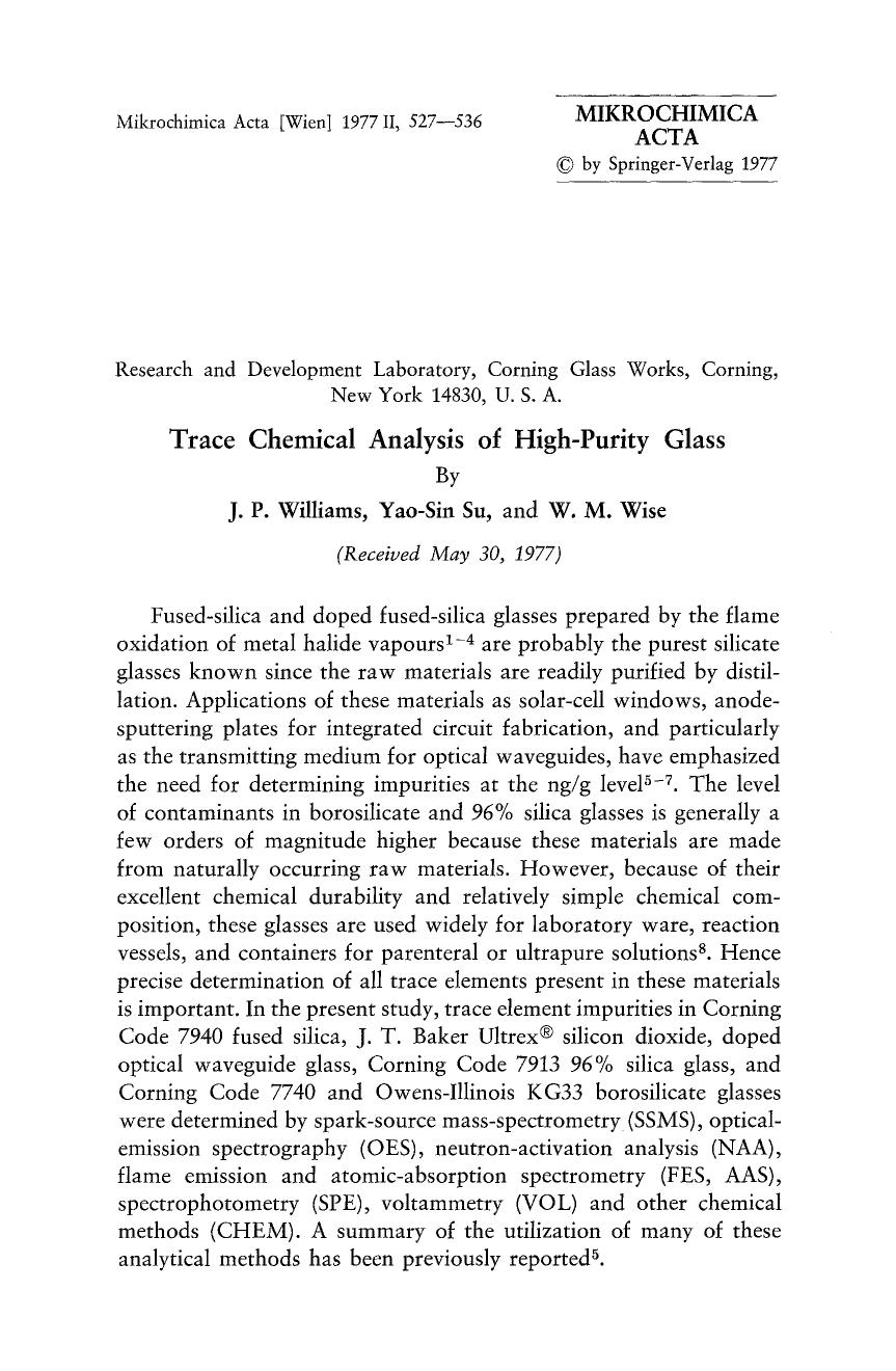 Trace chemical analysis of high-purity glass by Unknown