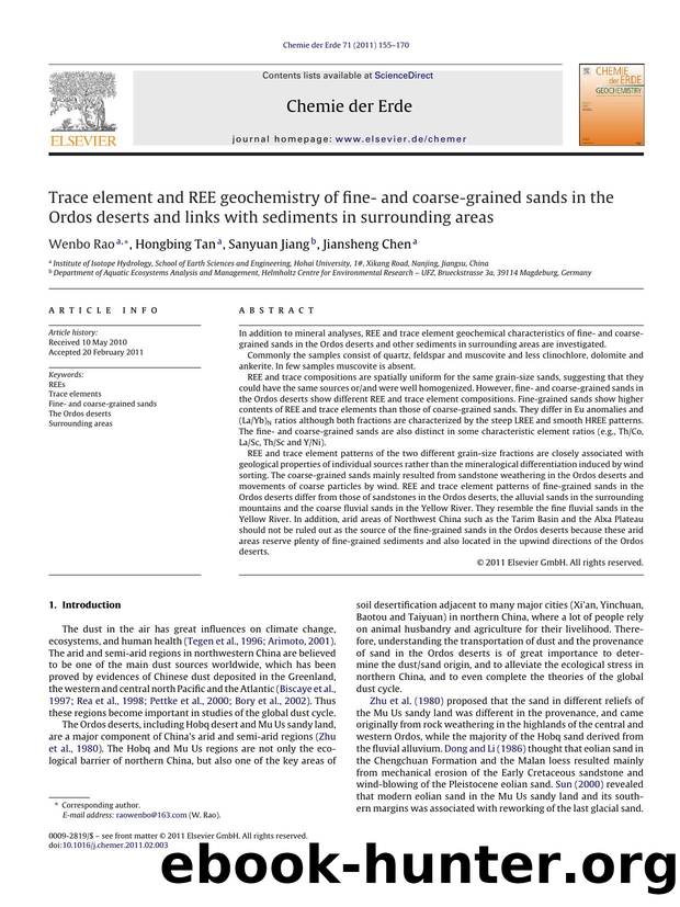 Trace element and REE geochemistry of fine- and coarse-grained sands in the Ordos deserts and links with sediments in surrounding areas by Wenbo Rao