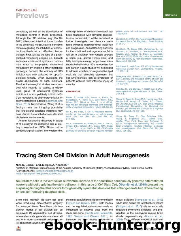 Tracing Stem Cell Division in Adult Neurogenesis by Nina S. Corsini & Juergen A. Knoblich