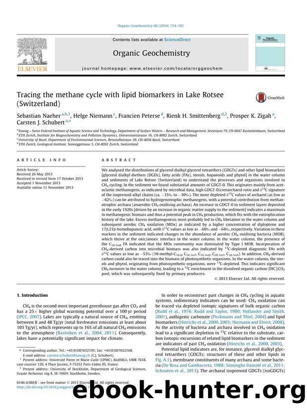 Tracing the methane cycle with lipid biomarkers in Lake Rotsee (Switzerland) by Sebastian Naeher