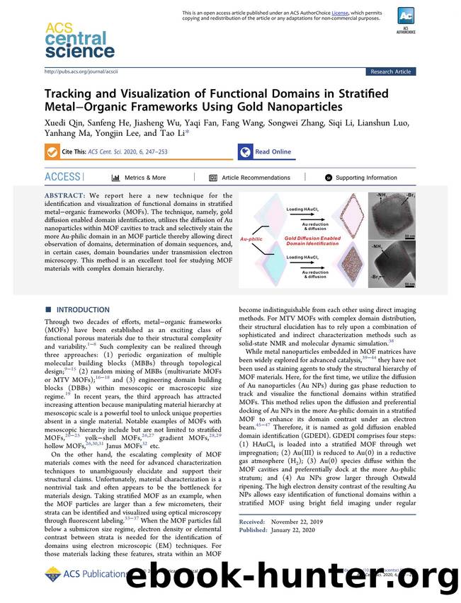 Tracking and Visualization of Functional Domains in Stratified MetalâOrganic Frameworks Using Gold Nanoparticles by unknow