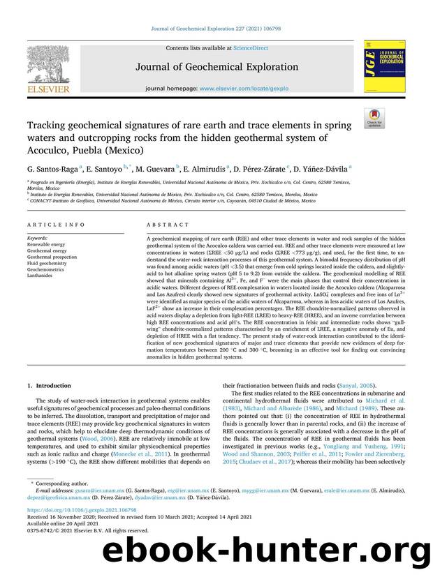 Tracking geochemical signatures of rare earth and trace elements in spring waters and outcropping rocks from the hidden geothermal system of Acoculco, Puebla (Mexico) by G. Santos-Raga & E. Santoyo & M. Guevara & E. Almirudis & D. Pérez-Zárate & D. Yáñez-Dávila