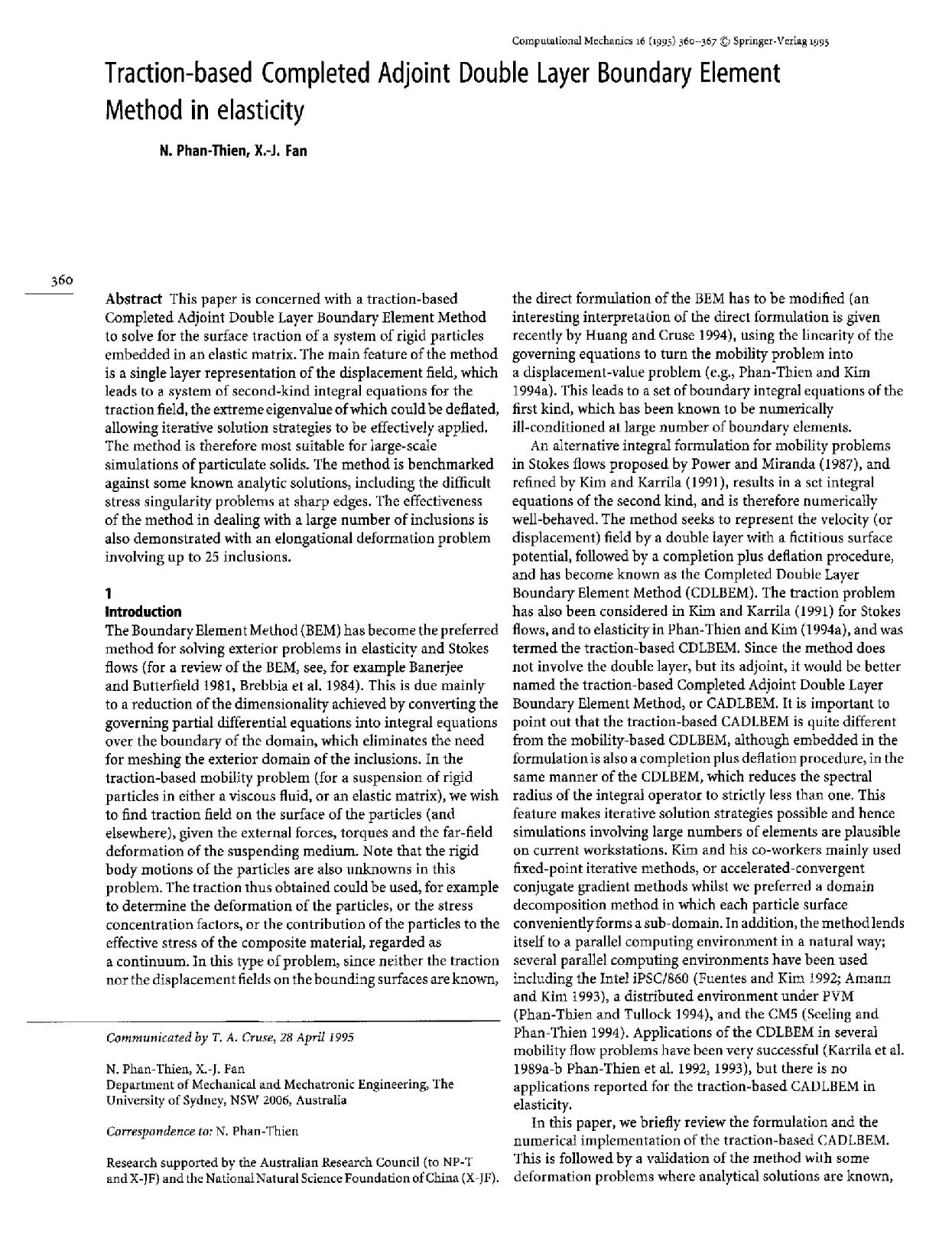 Traction-based Completed Adjoint Double Layer Boundary Element Method in elasticity by Unknown