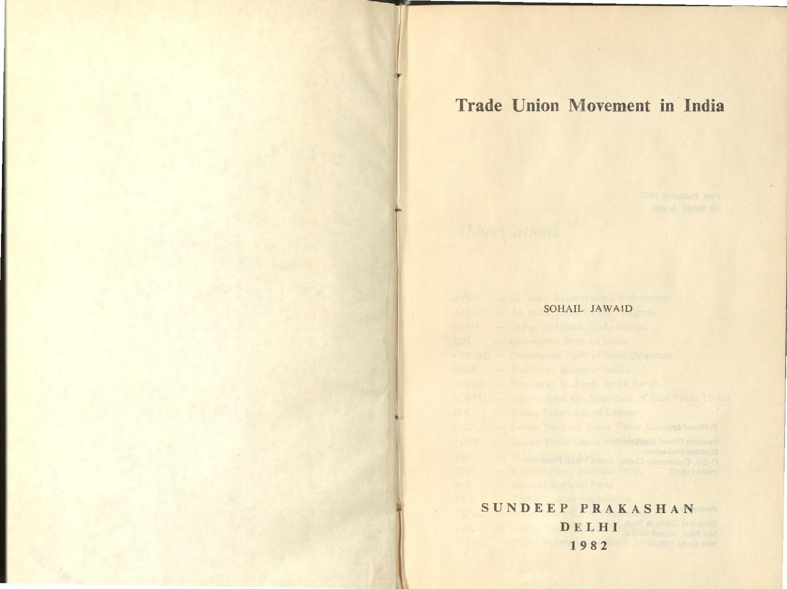 Trade Union Movement in India by Sohail Jawaid