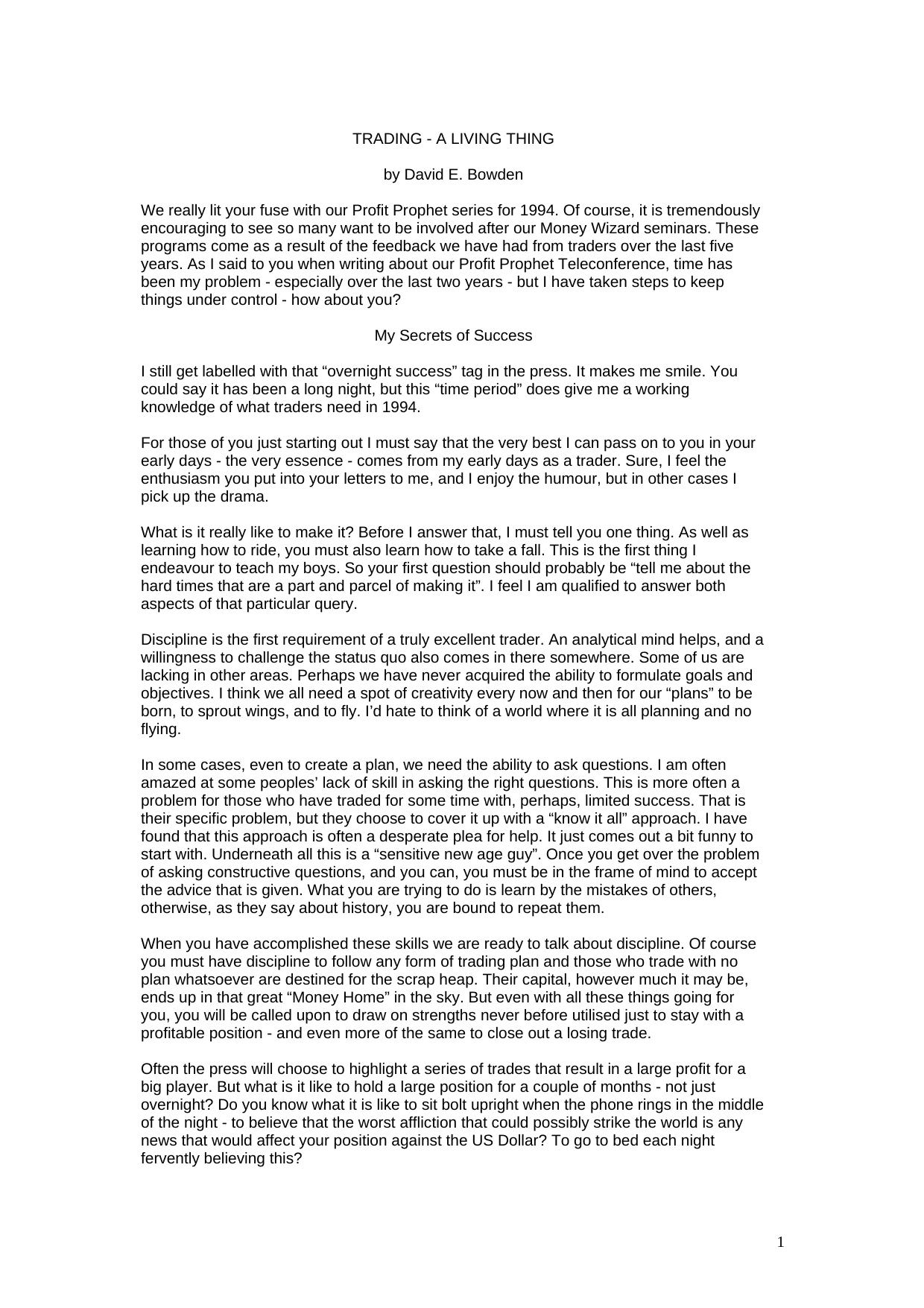 Trading Info & Tips by David Bowden