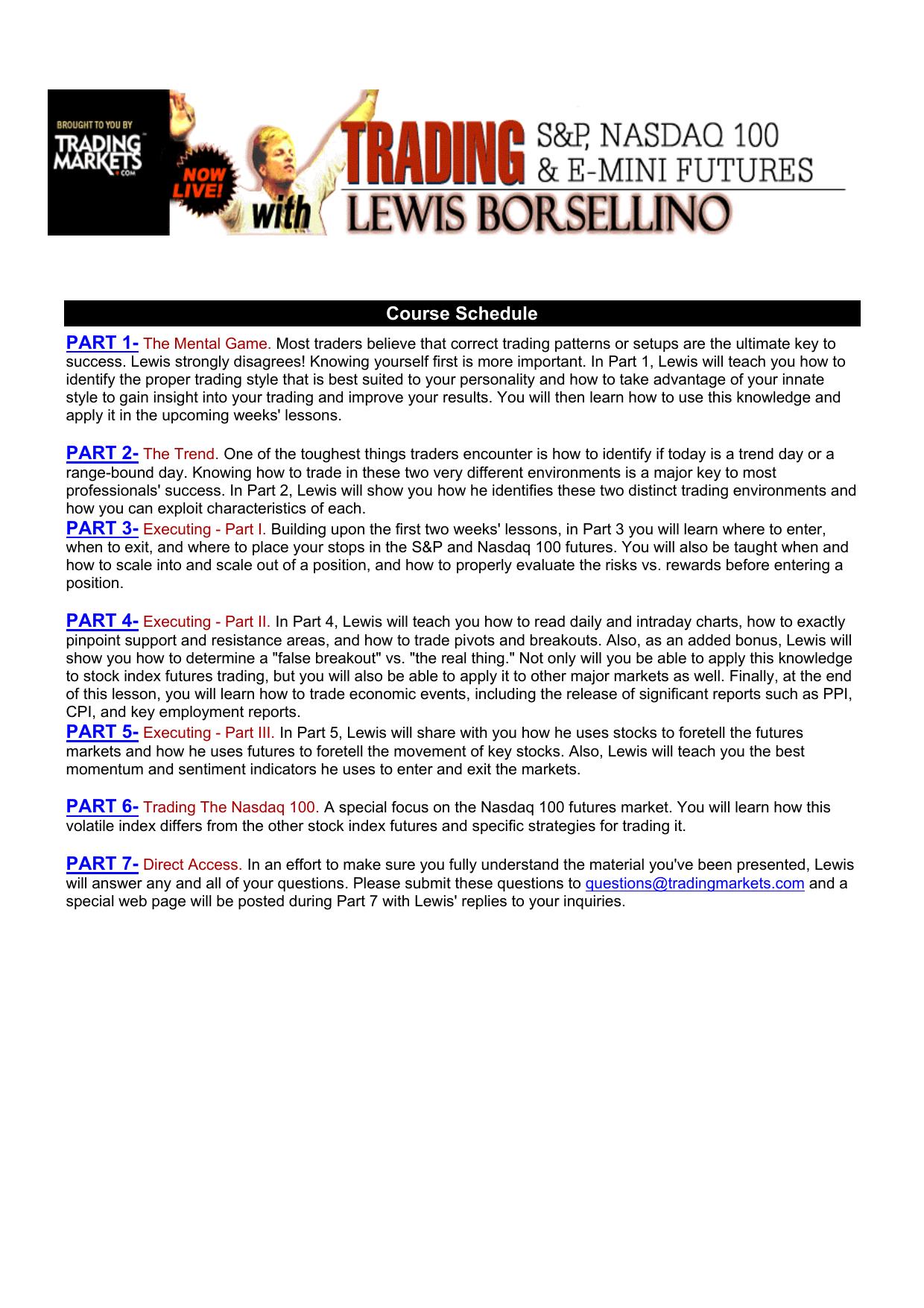 Trading S&P, Nasdaq 100 & E-mini Futures by Borsellino L.J