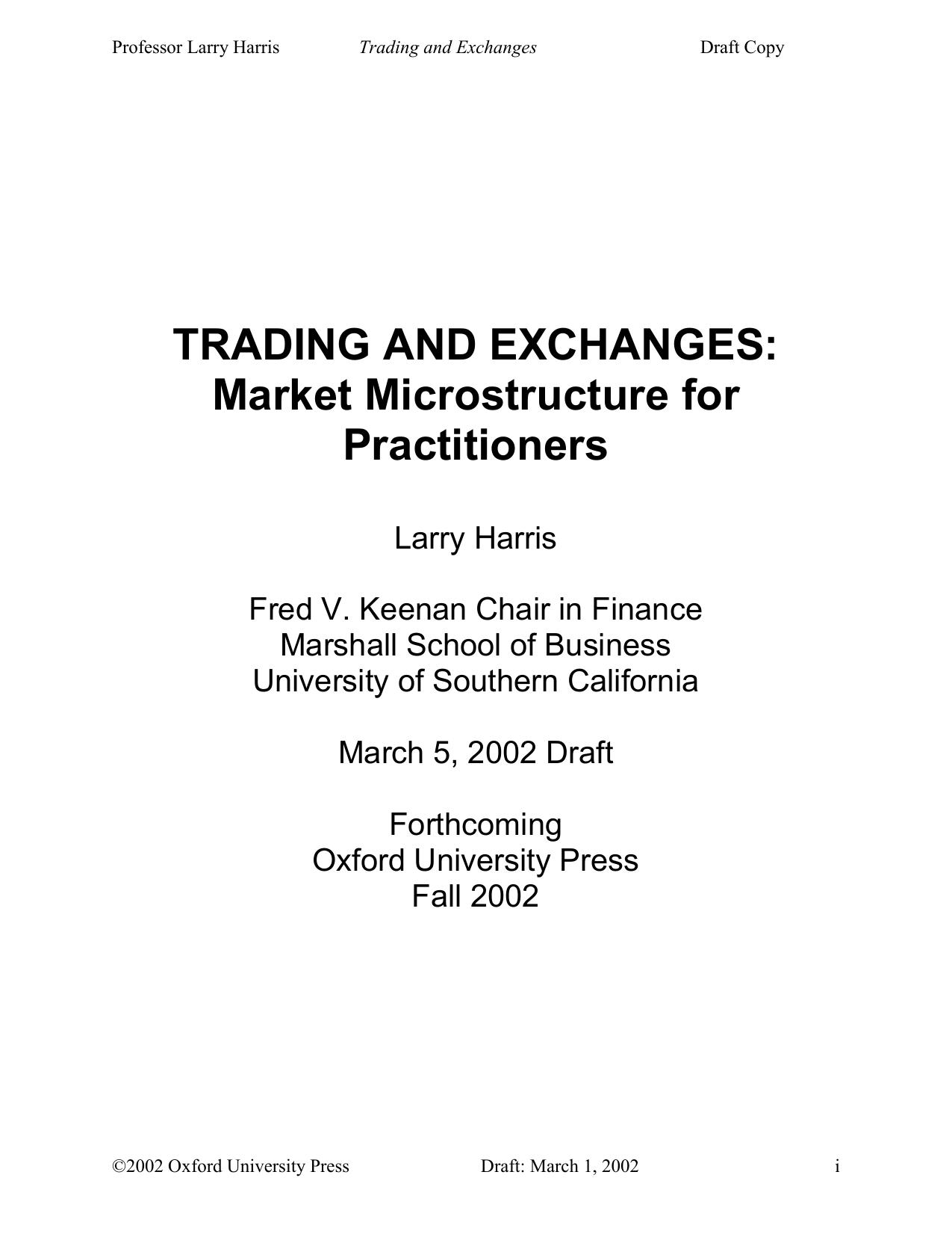 Trading and exchanges by Larry Harris