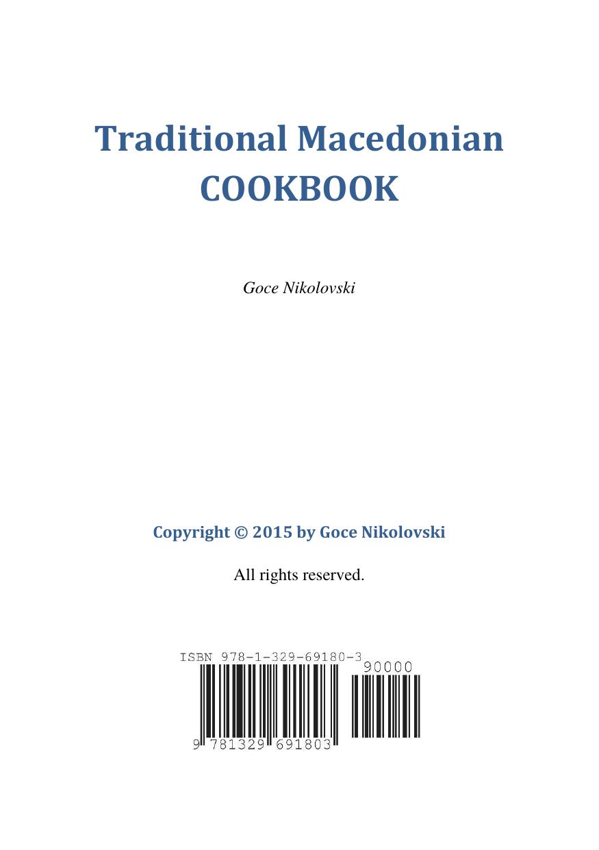 Traditional Macedonian Cookbook by Goce Nikolovski