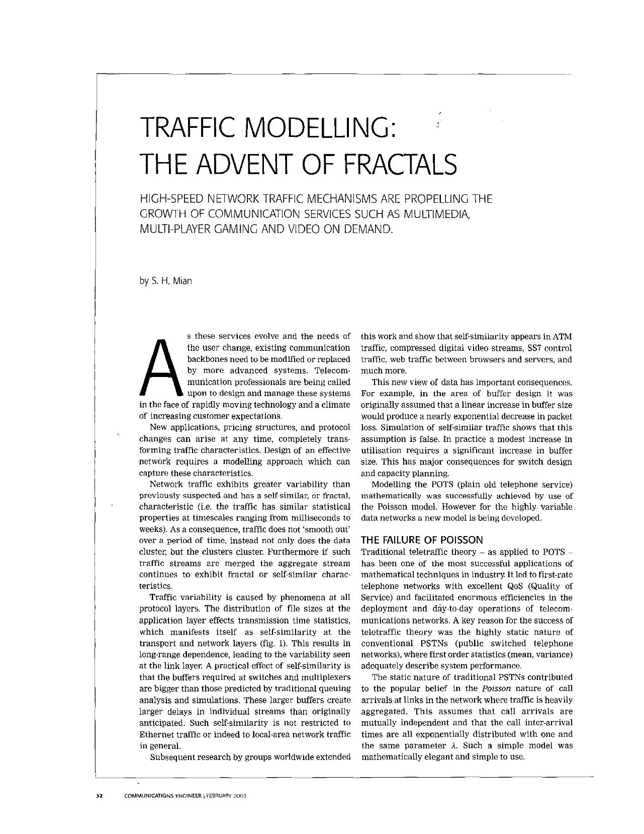 Traffic modelling: The advent of fractals - Communications Engineer by Unknown