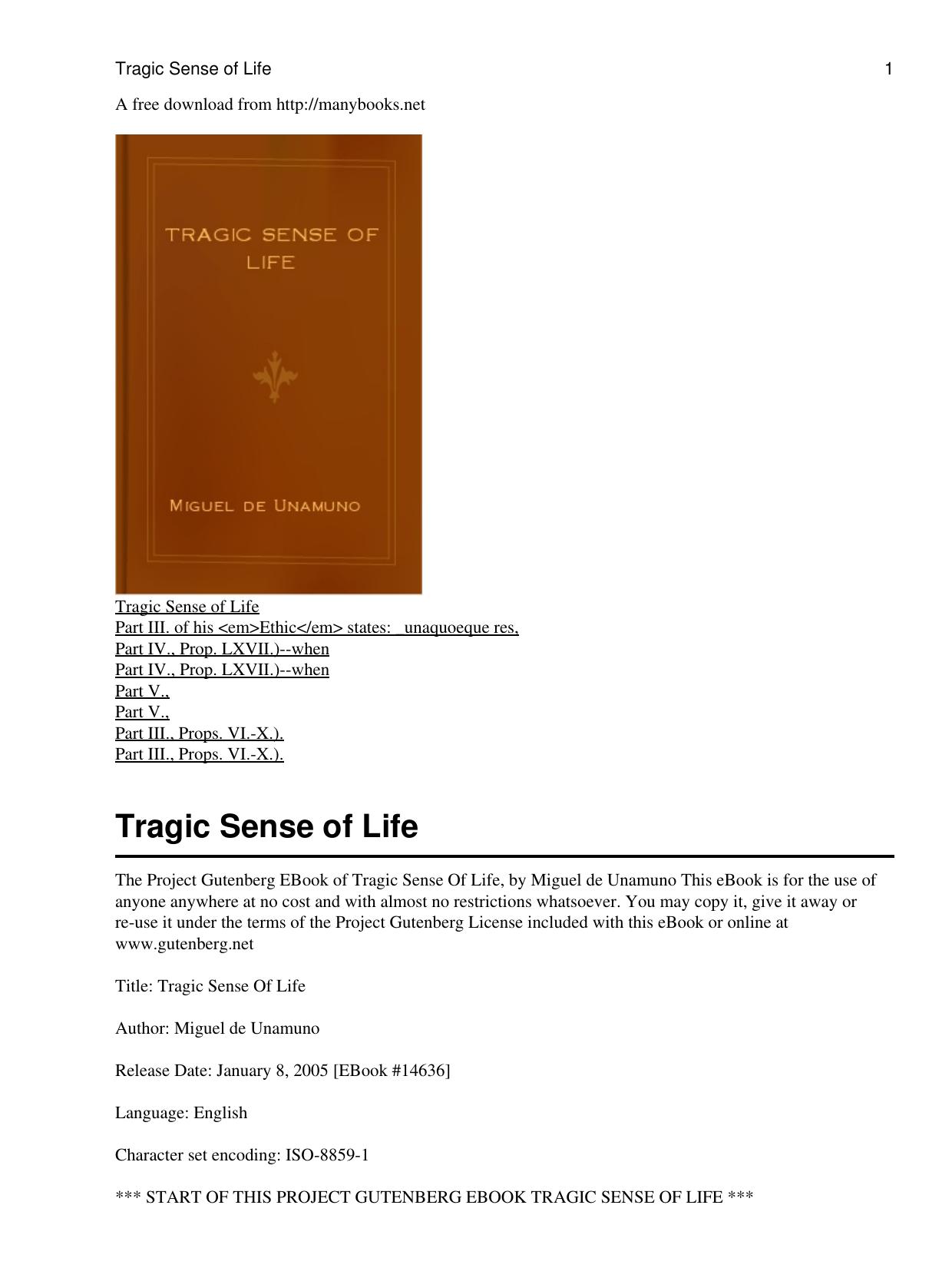 Tragic Sense of Life by Unamuno Miguel de