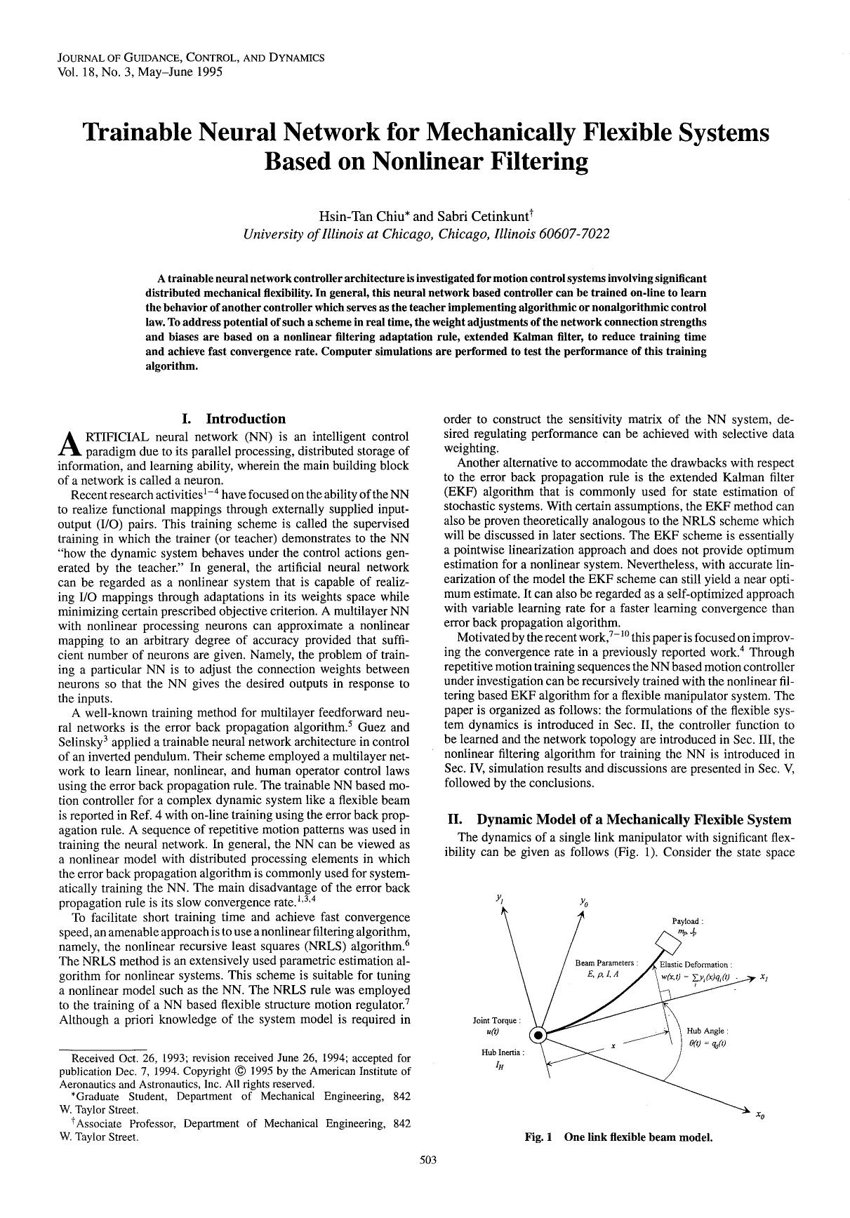 Trainable neural network for mechanically flexible systems based on nonlinear filtering by Unknown