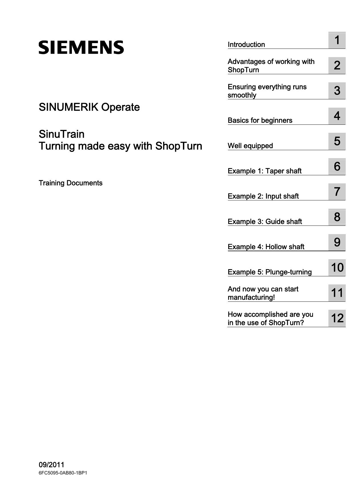 Training Documents Turning made easy with ShopTurn by SIEMENS AG