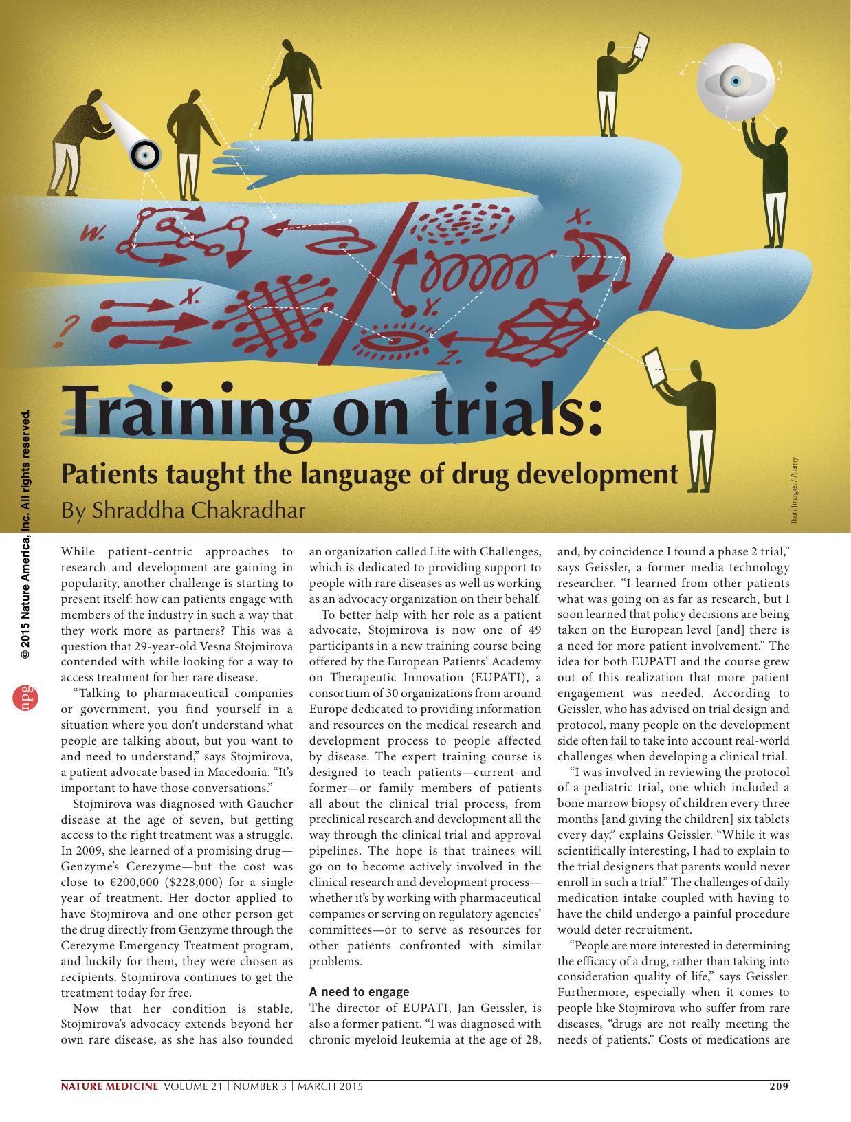 Training on trials: Patients taught the language of drug development by Shraddha Chakradhar