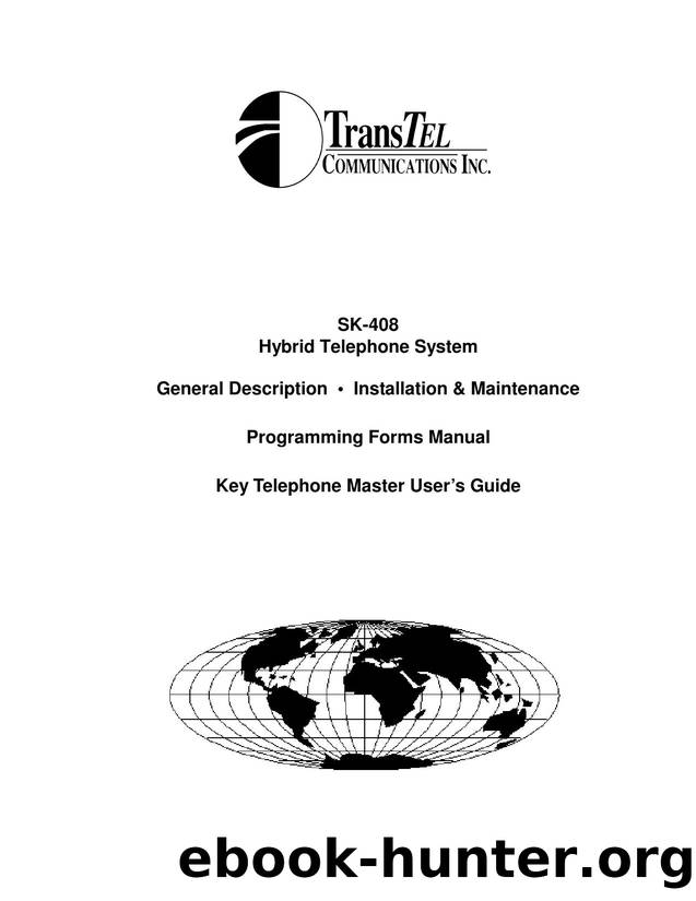 TransTel SK 408 Installation And Programming by Unknown