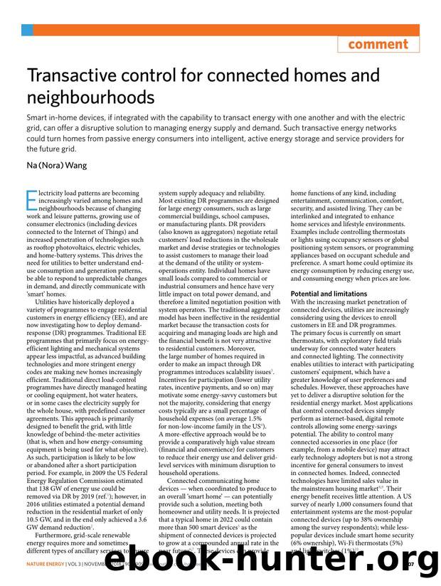 Transactive control for connected homes and neighbourhoods by Na (Nora) Wang