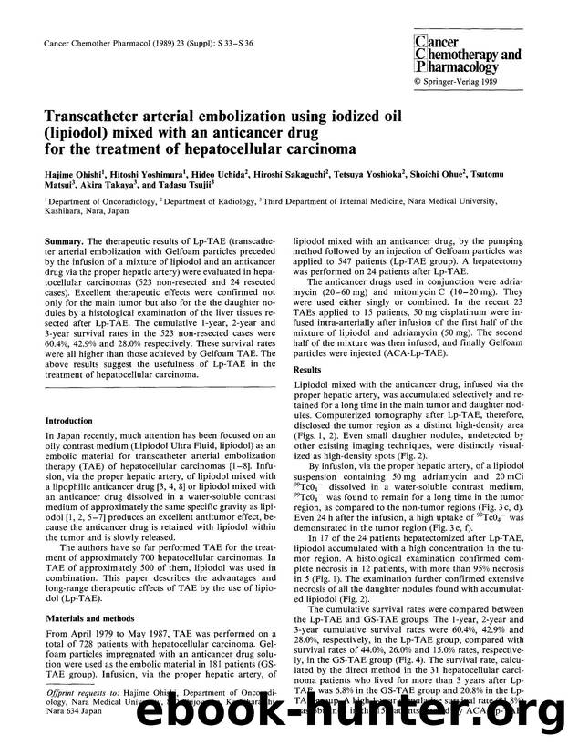 Transcatheter arterial embolization using iodized oil (lipiodol) mixed with an anticancer drug for the treatment of hepatocellular carcinoma by Unknown