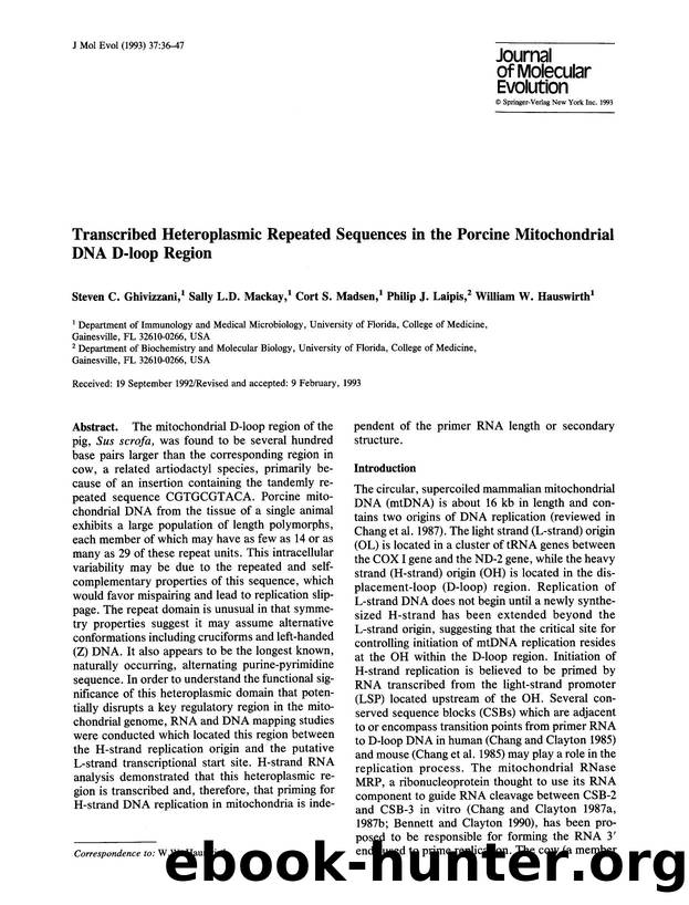 Transcribed heteroplasmic repeated sequences in the porcine mitochondrial DNA D-loop region by Unknown