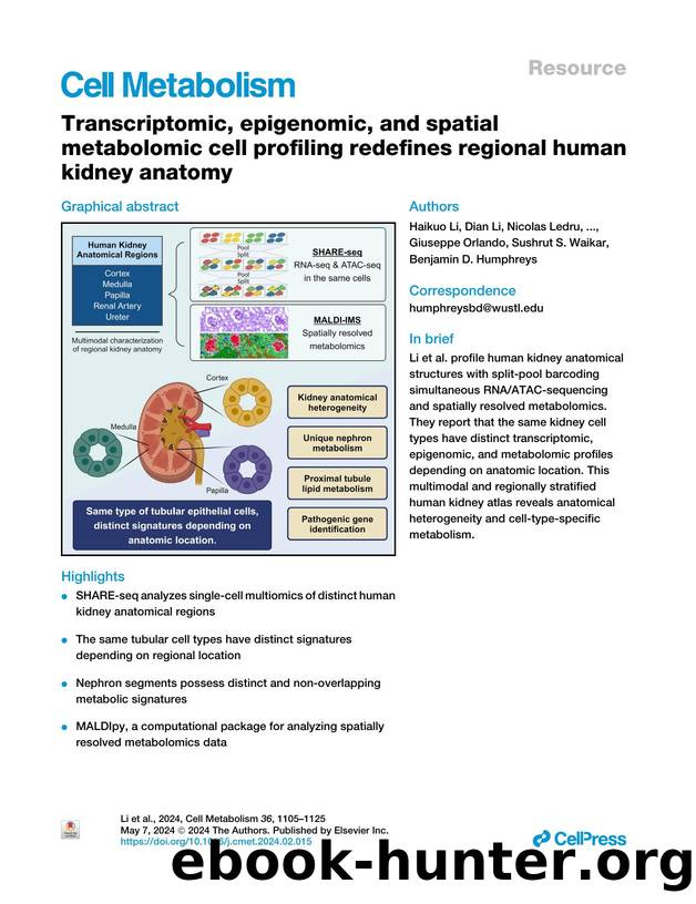 Transcriptomic, epigenomic, and spatial metabolomic cell profiling redefines regional human kidney anatomy by unknow