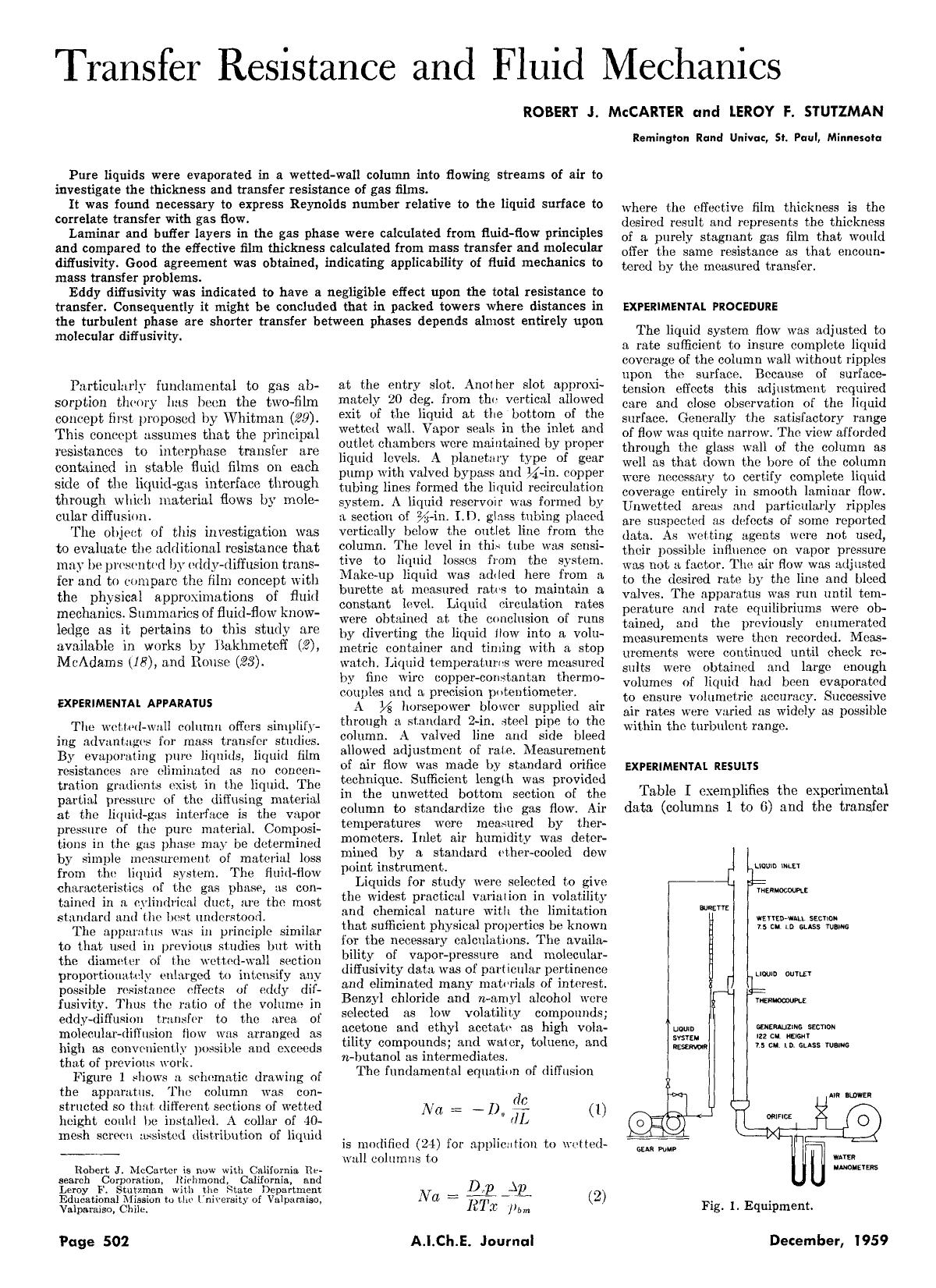 Transfer resistance and fluid mechanics by Unknown