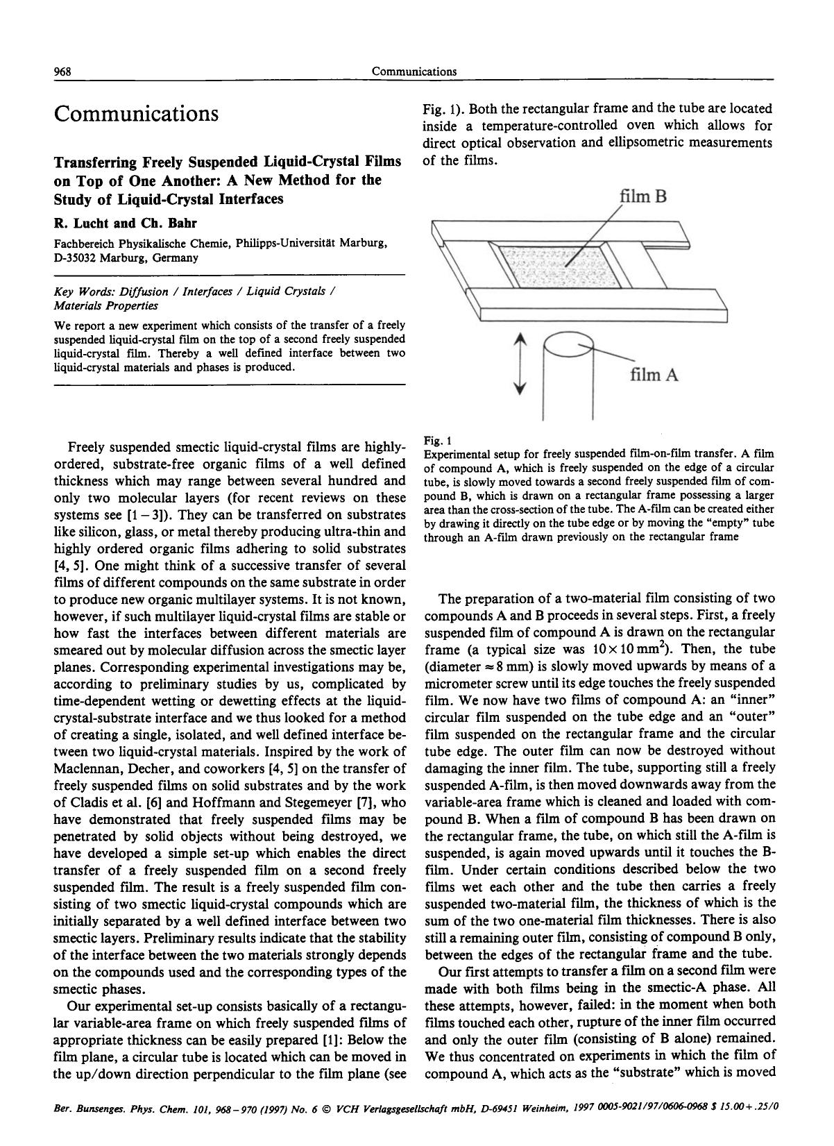 Transferring freely suspended liquid-crystal films on top of one another: A new method for the study of liquid-crystal interfaces by Unknown