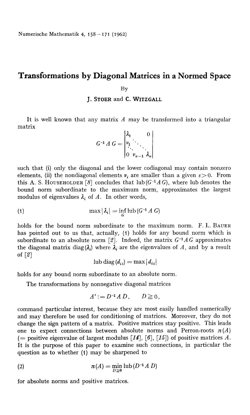 Transformations by diagonal matrices in a normed space by Unknown