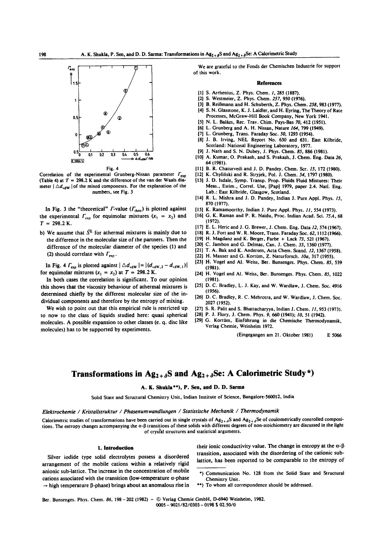Transformations in Ag2+[delta]S and Ag2+[delta]Se: A Calorimetric Study by Unknown