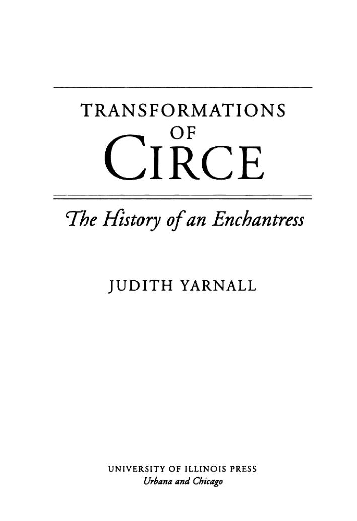 Transformations of Circe: The History of an Enchantress by Judith Yarnall