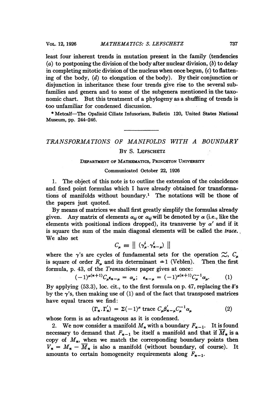 Transformations of Manifolds with a Boundary by Lefschetz S
