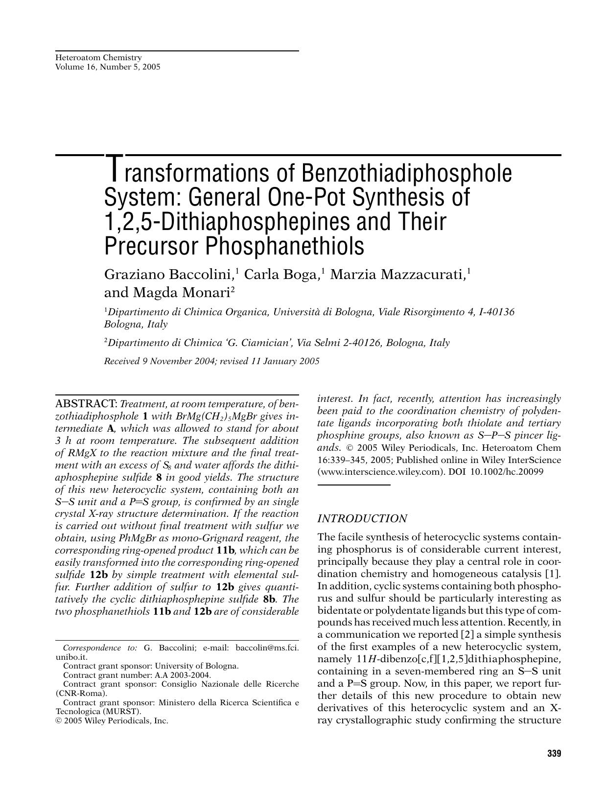 Transformations of benzothiadiphosphole system: General one-pot synthesis of 1,2,5-dithiaphosphepines and their precursor phosphanethiols by gtq