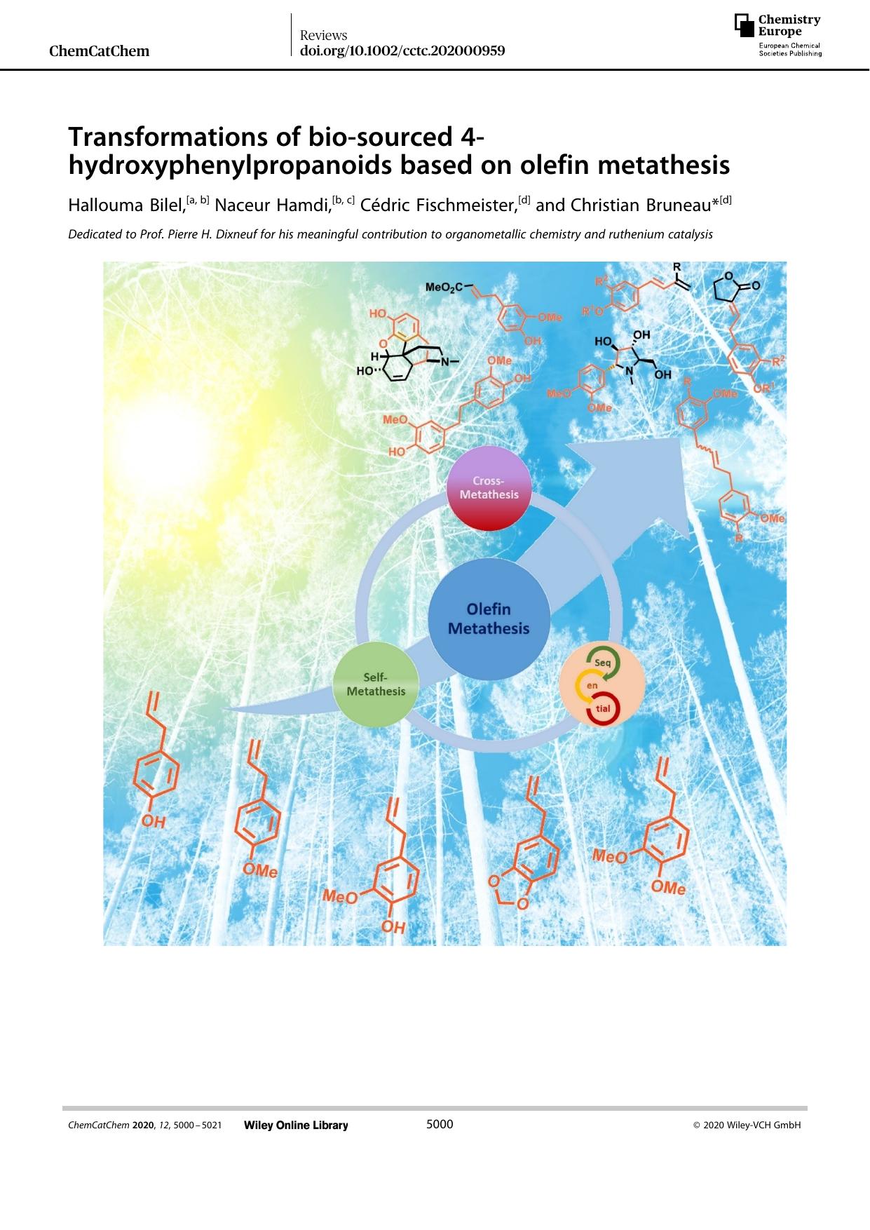 Transformations of bioâsourced 4âhydroxyphenylpropanoids based on olefin metathesis by Unknown